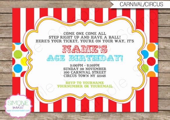 Carnival Invitation Templates Fresh 27 Carnival Birthday Invitations Free Psd Vector Eps