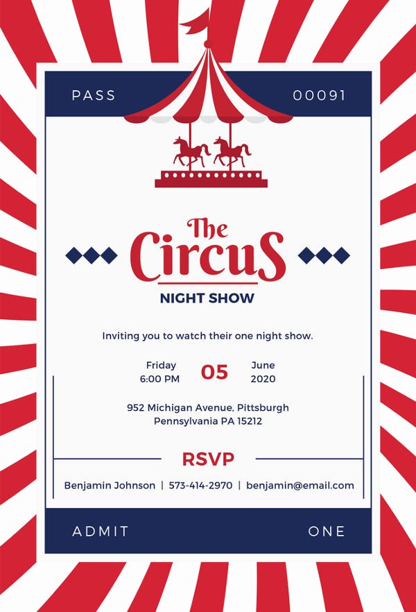 Carnival Invitation Templates Fresh Circus Party Invitation Template 24 Free Jpg Psd