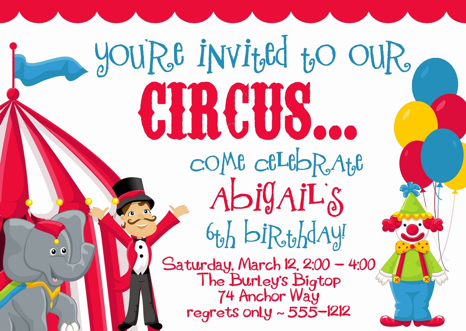 Carnival Invitation Templates Inspirational Circus Carnival Birthday Party Invitations by