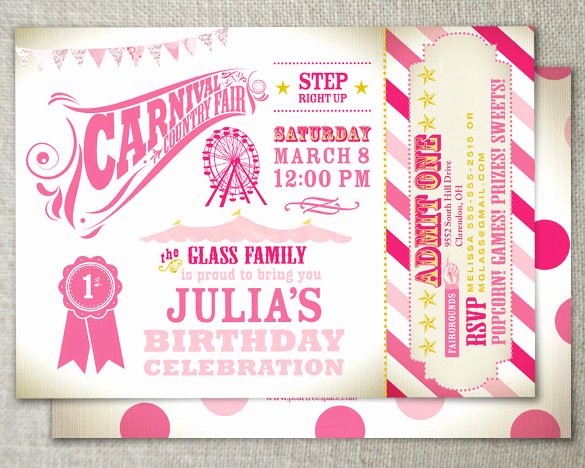 Carnival Invitation Templates Lovely 27 Carnival Birthday Invitations Free Psd Vector Eps