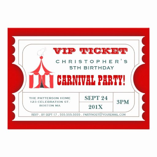 Carnival Ticket Birthday Invitations Awesome Circus Carnival Birthday Party Ticket Invitation 5&quot; X 7