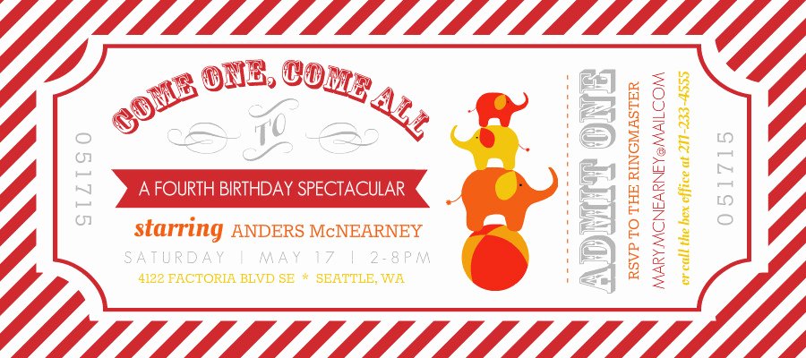 Carnival Ticket Birthday Invitations Beautiful Kids Birthday Invitations Carnival Admission Ticket