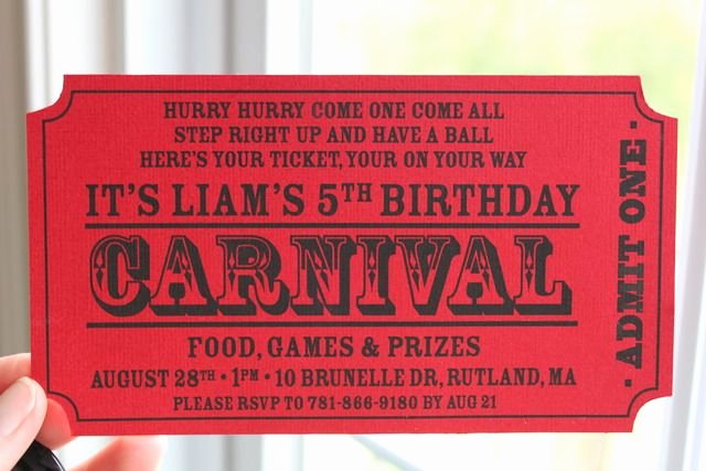 Carnival Ticket Birthday Invitations Best Of Carnival Birthday Party Ideas Carnival Party