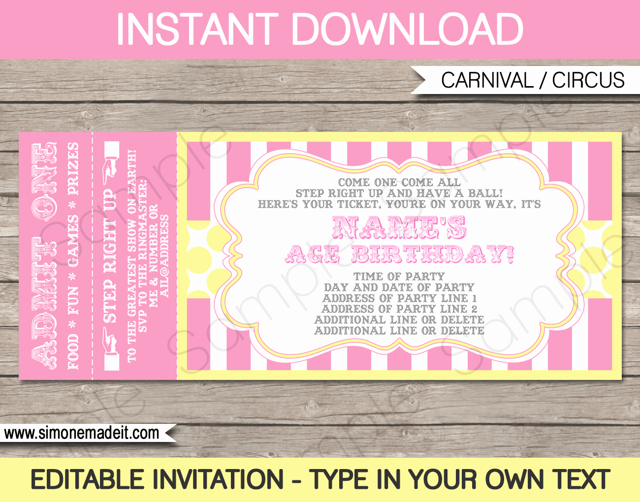 Carnival Ticket Birthday Invitations Best Of Carnival Birthday Ticket Invitations Template