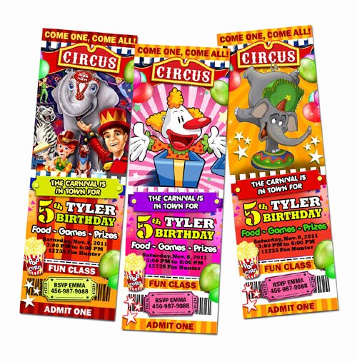 Carnival Ticket Birthday Invitations Elegant Circus Carnival Popcorn Birthday Party Invitation Ticket