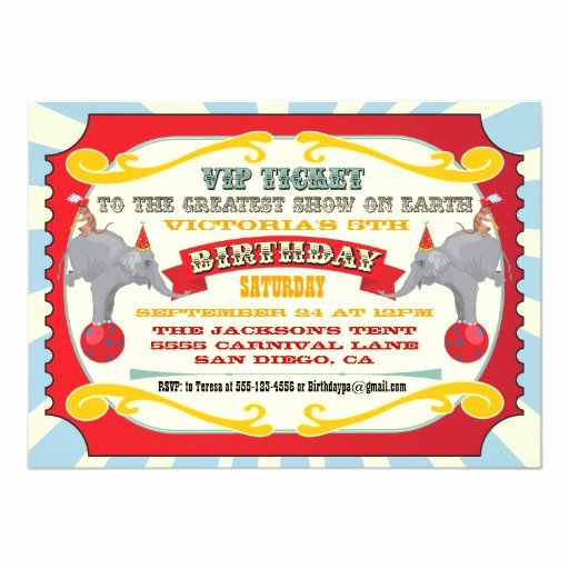 Carnival Ticket Birthday Invitations Elegant Circus or Carnival Ticket Birthday Invitation