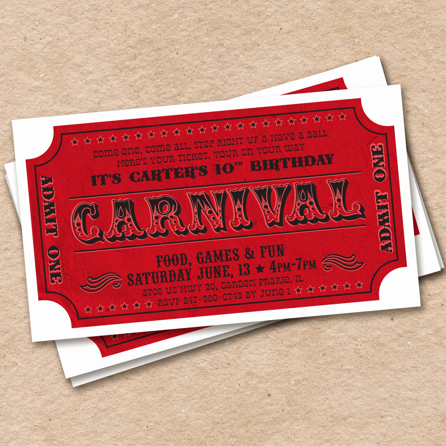 Carnival Ticket Birthday Invitations Fresh Printable Carnival Ticket Invitation Circus Birthday Party