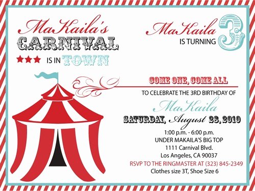 Carnival Ticket Birthday Invitations Luxury Ideas Carnival Birthday Invitations