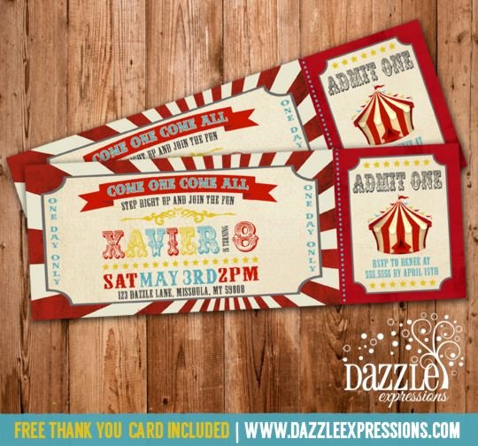 Carnival Ticket Birthday Invitations Luxury Printable Vintage Circus or Carnival Birthday Ticket