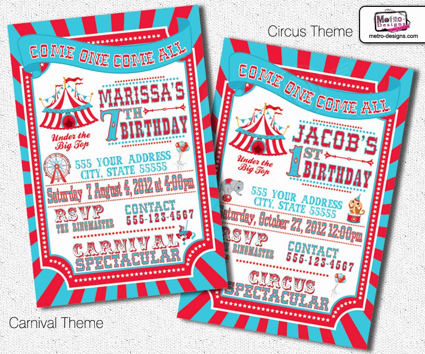 Carnival Ticket Birthday Invitations Luxury Traditional Carnival and Circus Invitations On Storenvy