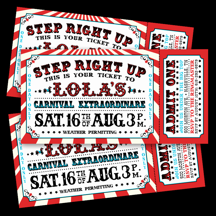 Carnival Ticket Birthday Invitations Luxury Vintage Carnival Ticket Invitations – Ian &amp; Lola Design