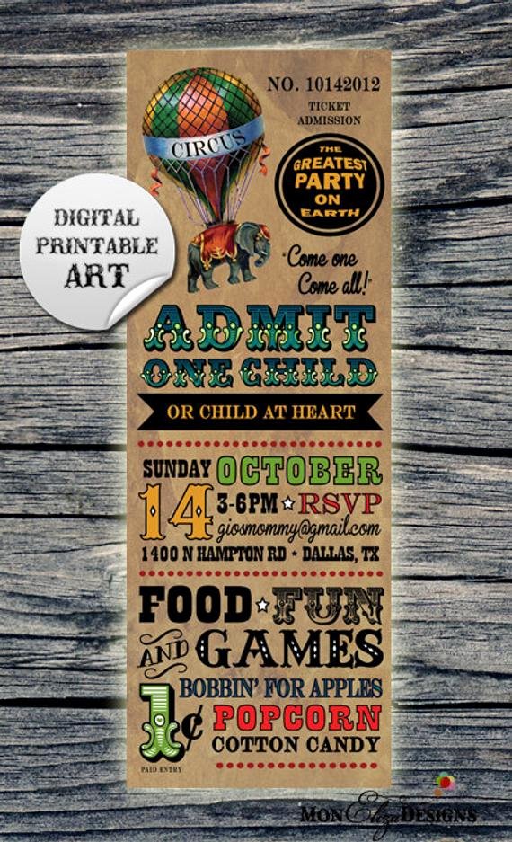 Carnival Ticket Birthday Invitations Unique Vintage Circus Ticket Birthday Invitation