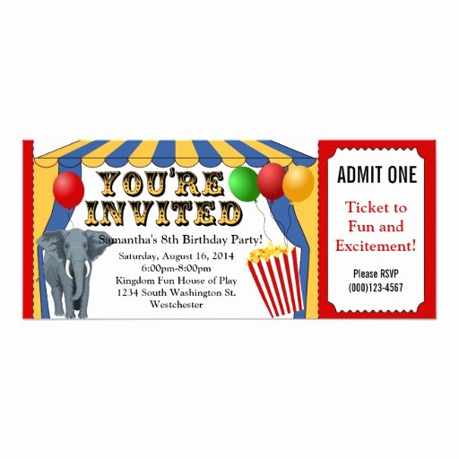 Carnival Ticket Invitation Inspirational Circus Carnival Ticket Custom Invitations