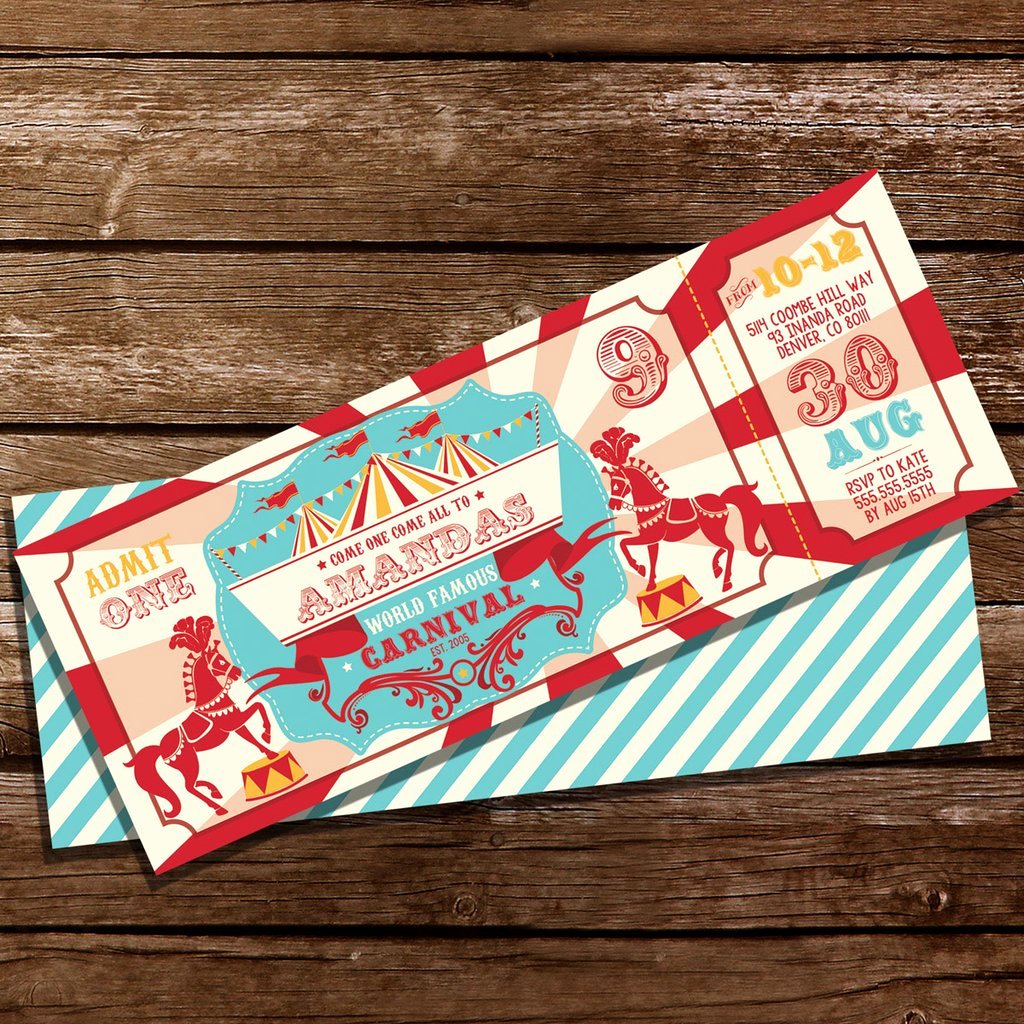 Carnival Ticket Invitation Lovely Backyard Carnival Party Ticket Invitation