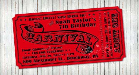 Carnival Ticket Invitation Lovely Carnival Ticket Invitation Printable