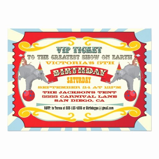 Carnival Ticket Invitation Lovely Circus or Carnival Ticket Birthday Invitation 5&quot; X 7