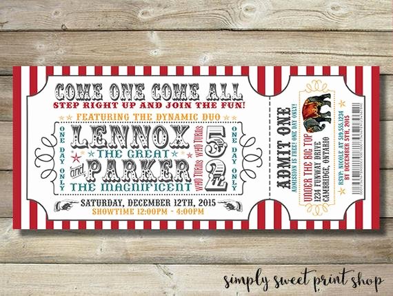 Carnival Ticket Invitation Luxury Circus Invite Invitation Carnival by Simplysweetprintshop