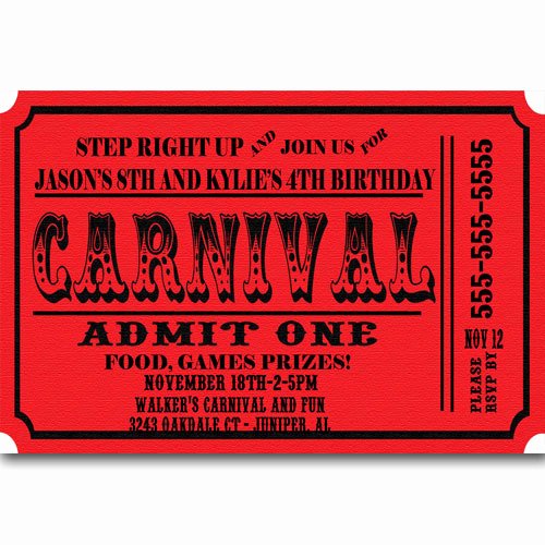 Carnival Ticket Invitation Template Free Best Of Carnival Ticket Birthday Party Invitations Announcement