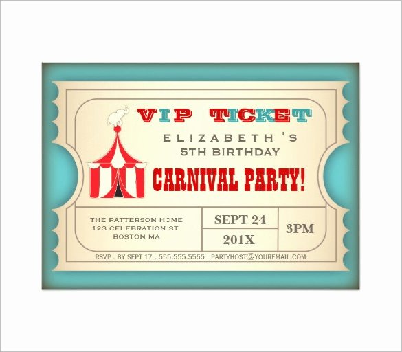 Carnival Ticket Invitation Template Free Elegant Circus Party Invitation Template – 23 Free Jpg Psd