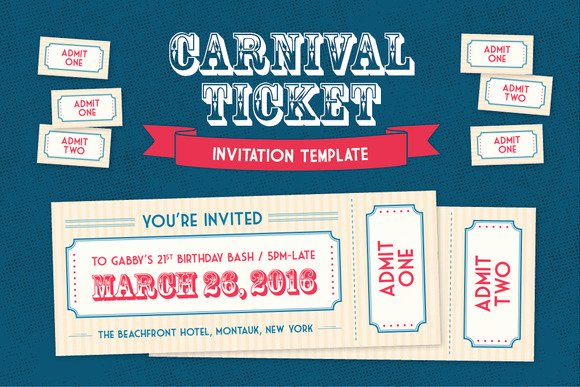 Carnival Ticket Invitation Template Free Fresh Admit E Carnival Ticket Template Designtube Creative