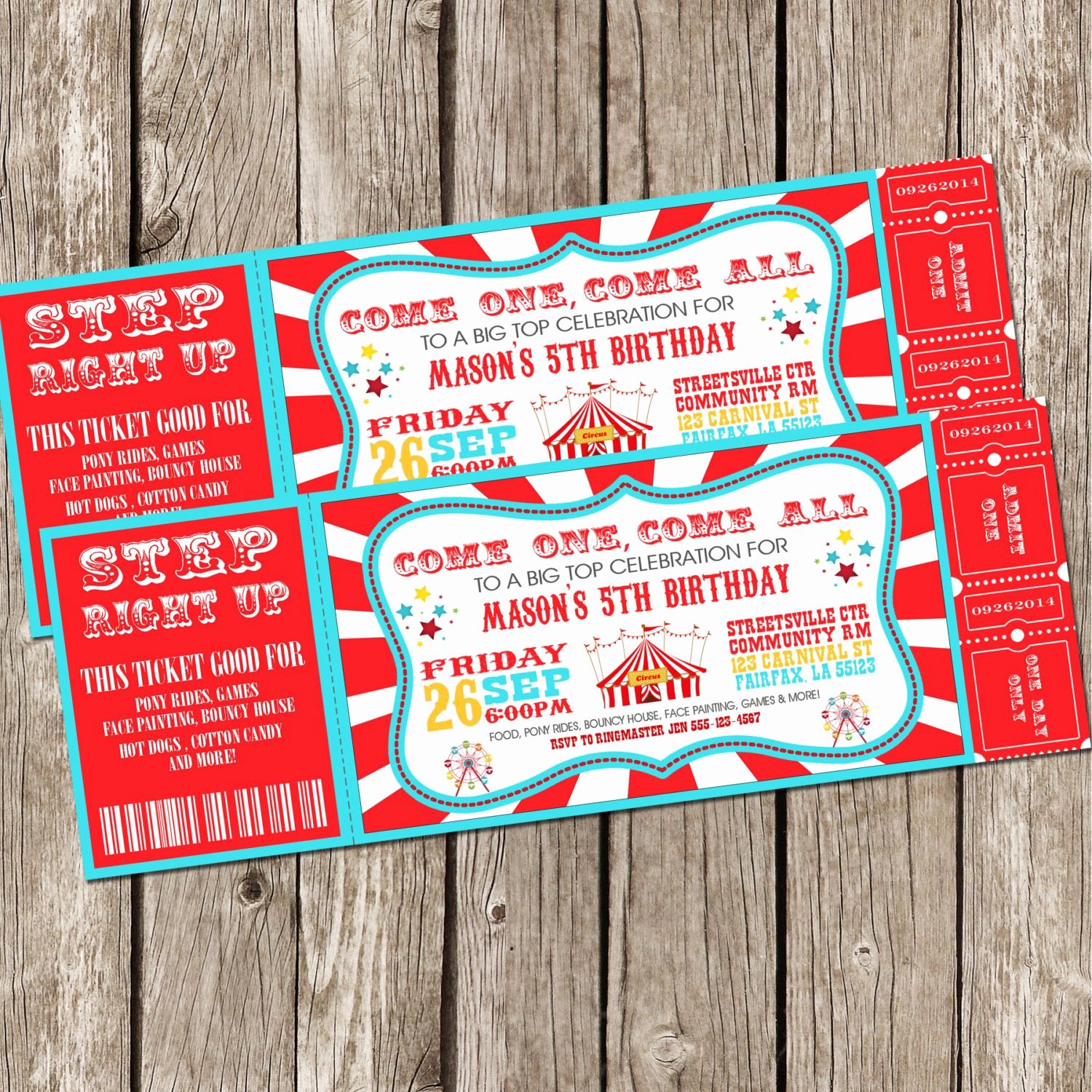 Carnival Ticket Invitation Unique Vintage Circus Carnival Invitation Ticket by