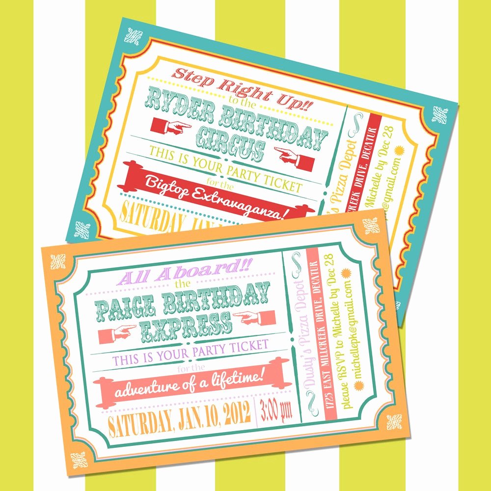 Carnival Ticket Invitations Awesome Train or Circus Ticket Invitation for Boy or Girl Birthday