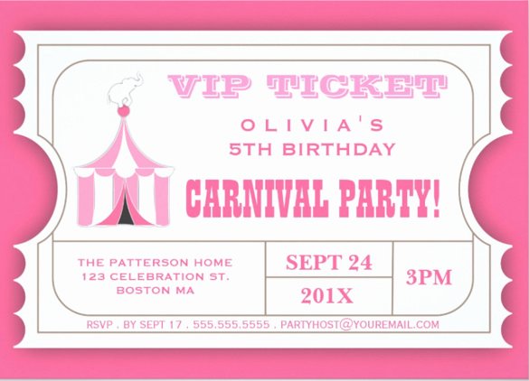Carnival Ticket Invitations Elegant 27 Carnival Birthday Invitations Free Psd Vector Eps