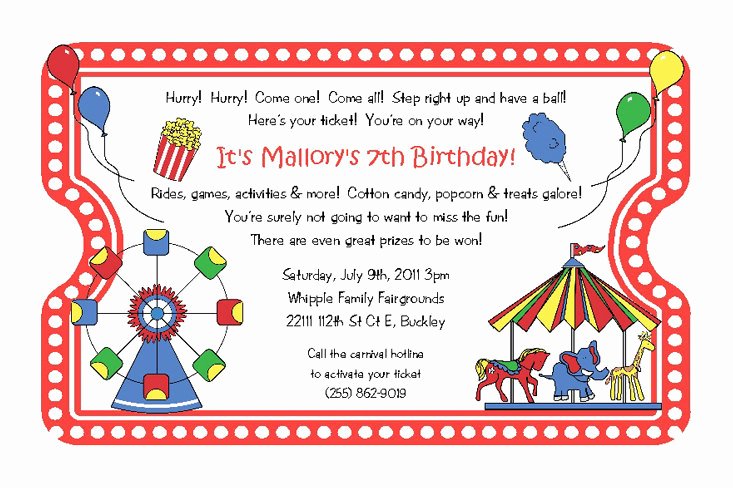 Carnival Ticket Invitations Elegant Items Similar to Carnival Ticket Party Invitations for