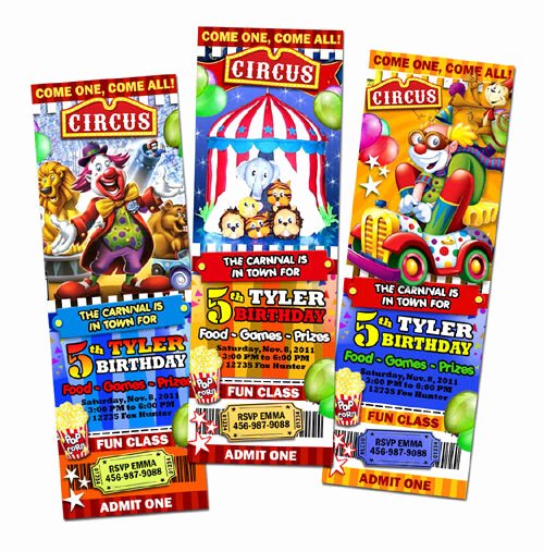 Carnival Ticket Invitations Unique Circus Carnival Clown Birthday Party Invitation Ticket