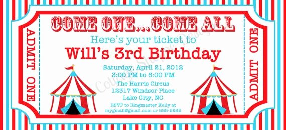 Carnival Ticket Invitations Unique Circus Ticket Invitation Custom Printable by