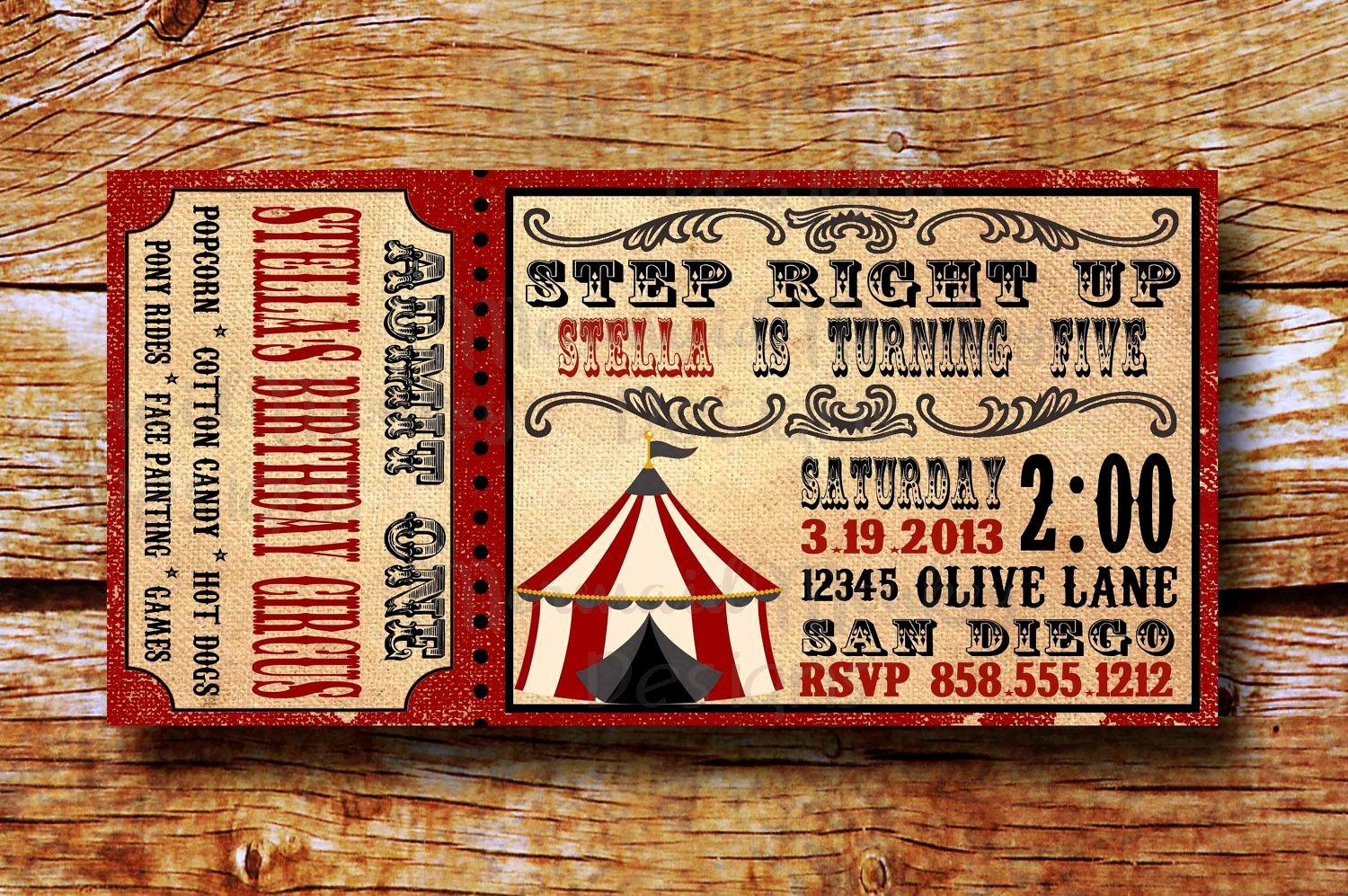 Carnival Ticket Template Awesome Vintage Circus Invitation Birthday Circus Invitation