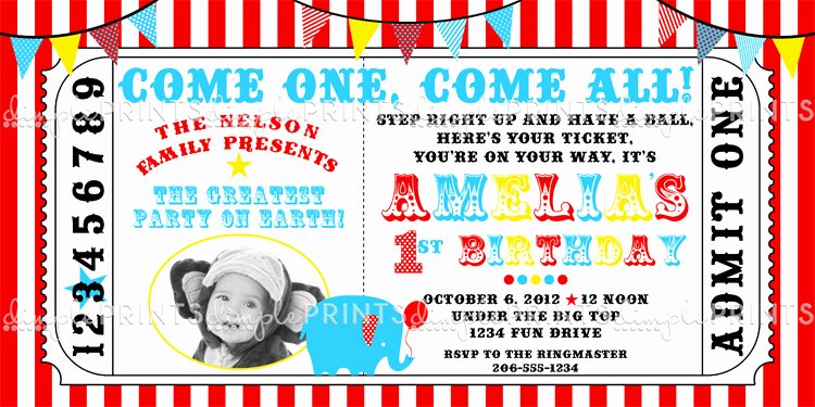Carnival Ticket Template Beautiful Circus Carnival Elephant Printable Invite Dimple Prints Shop