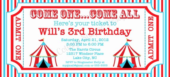 Carnival Ticket Template Beautiful Circus Ticket Invitation Custom Printable by