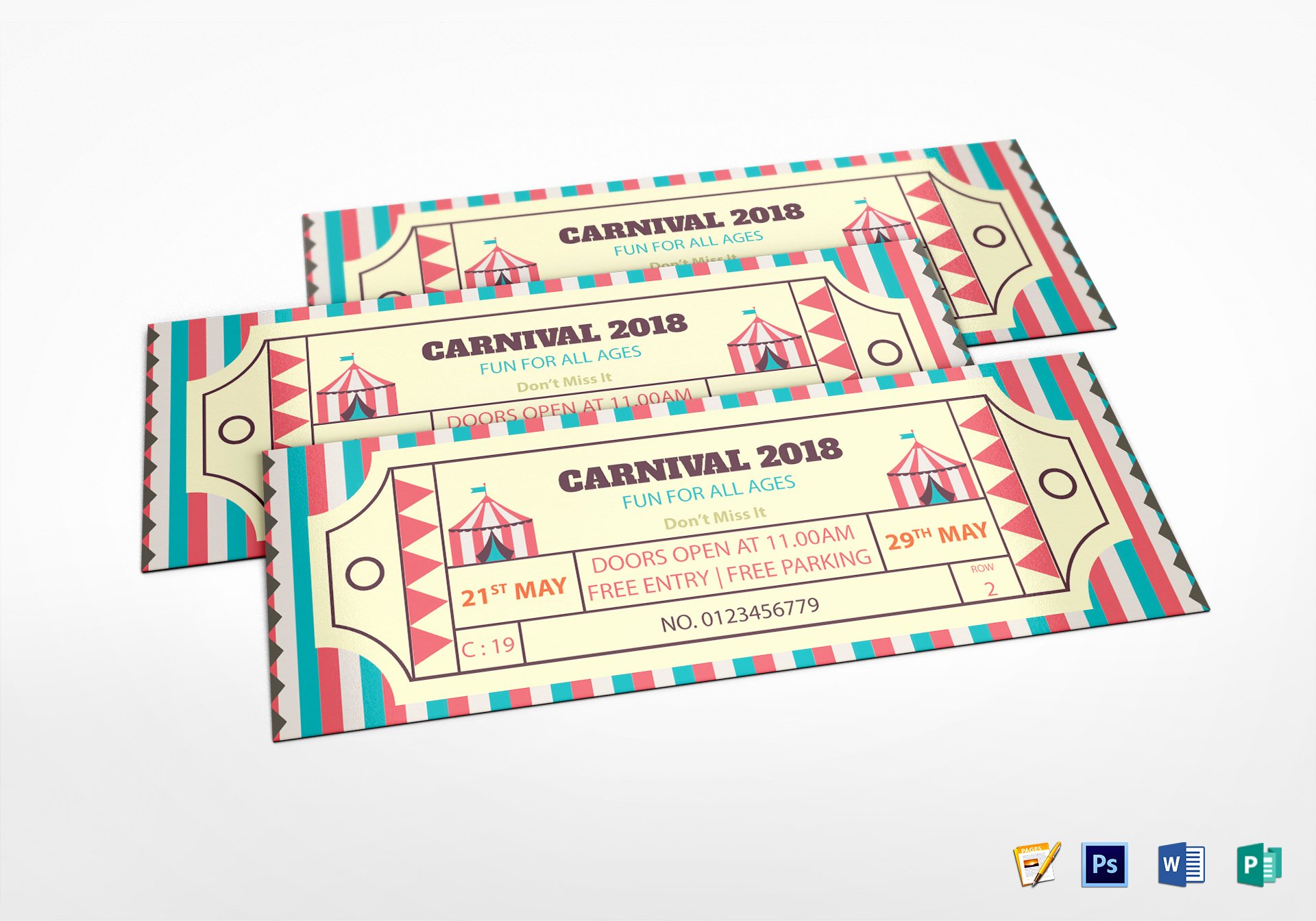 Carnival Ticket Template Elegant Simple Carnival Ticket Design Template In Word Psd Pages