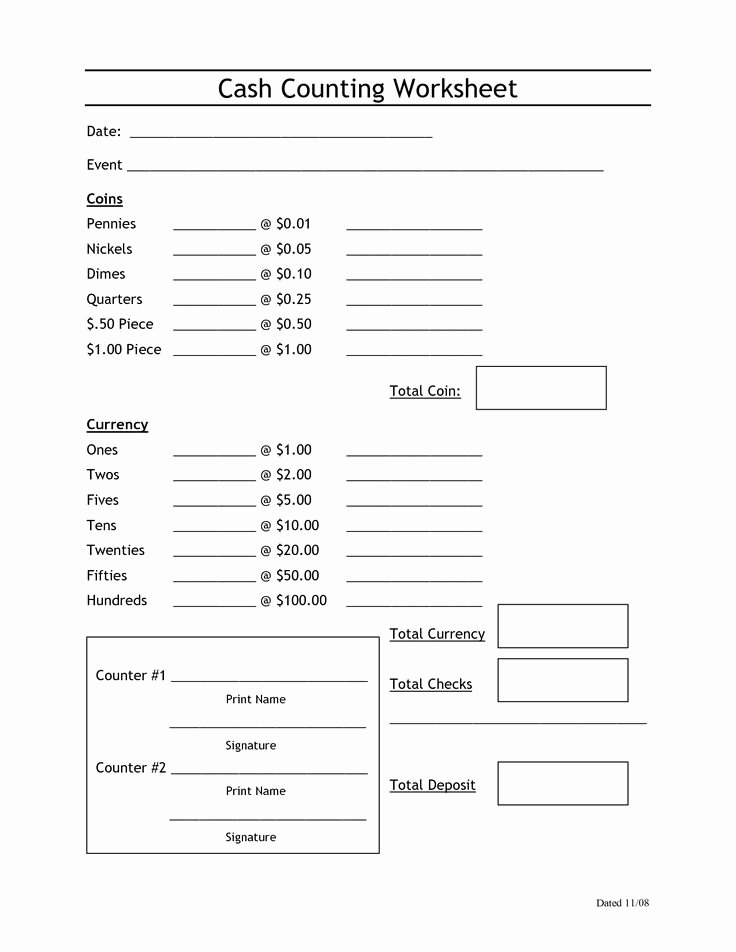 Cash Drawer Count Sheet Template Awesome Sample Cash Count Sheet Invitation Samples Blog