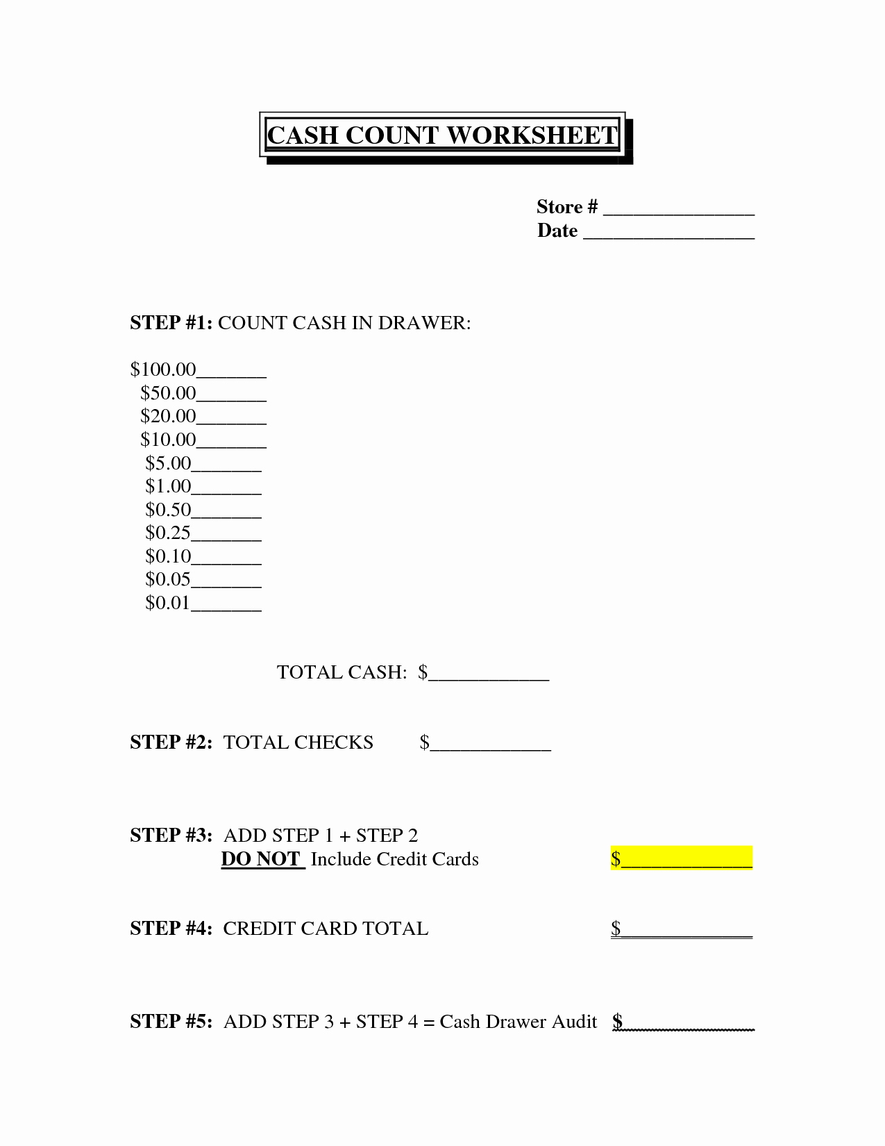 Cash Drawer Count Sheet Template Beautiful 14 Best Of Practice Counting Money Worksheets