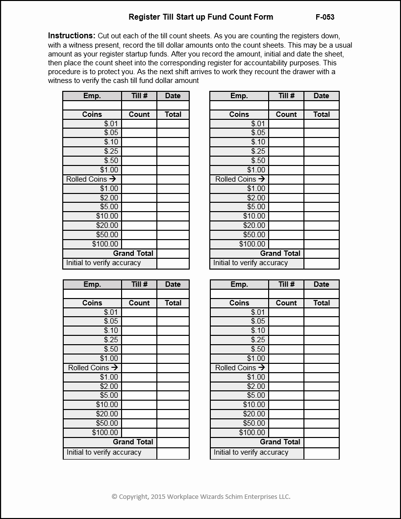 Cash Drawer Count Sheet Template New New Cumberland Pennsylvania Restaurant Consultants