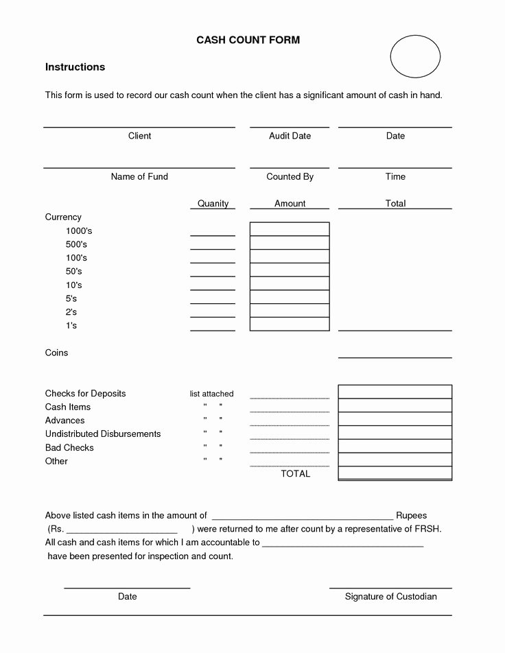 Cash Drawer Count Sheet Template Unique Daily Cash Sheet Template