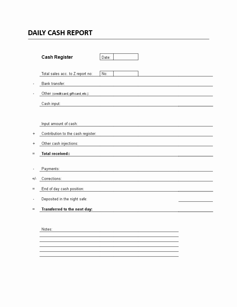 Cash Position Report Template Unique Free Daily Cash Flow Report