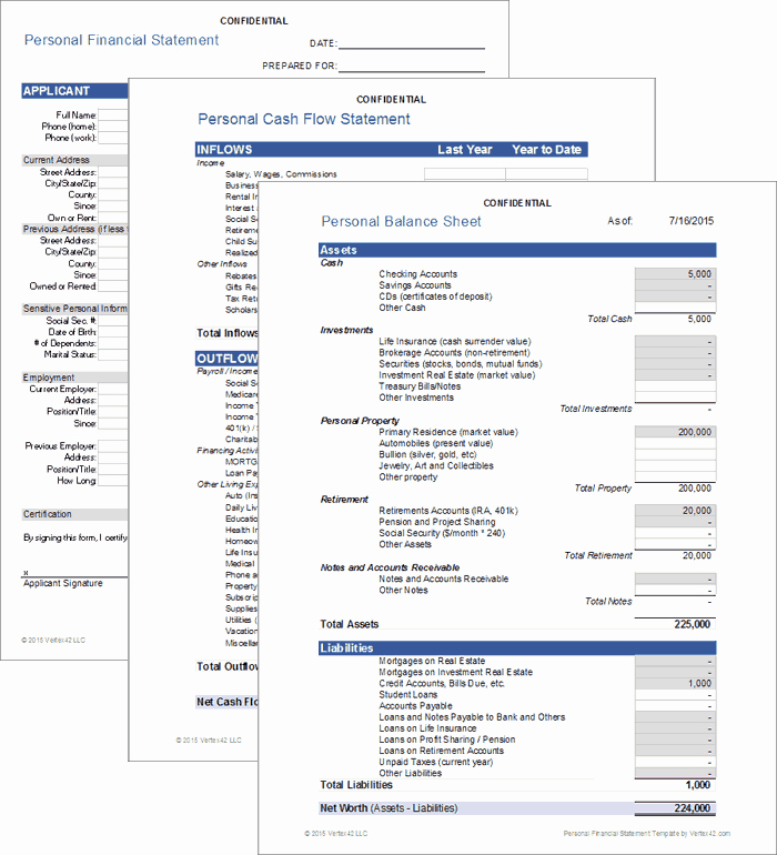 Cash Position Report Template Unique Personal Financial Statement for Excel