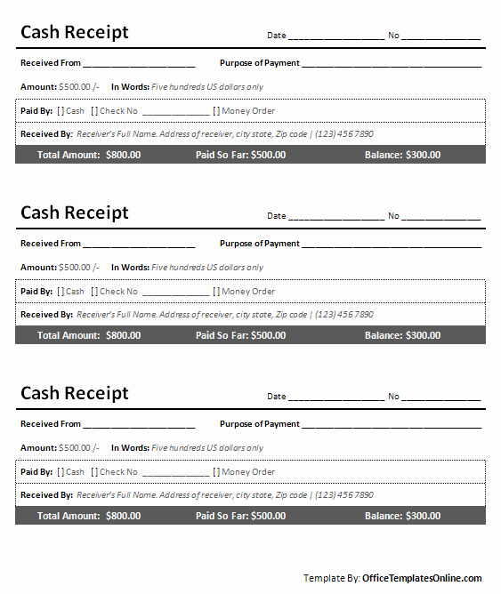 Cash Sale Receipt Template Word Elegant Printable Cash Receipt for Ms Word