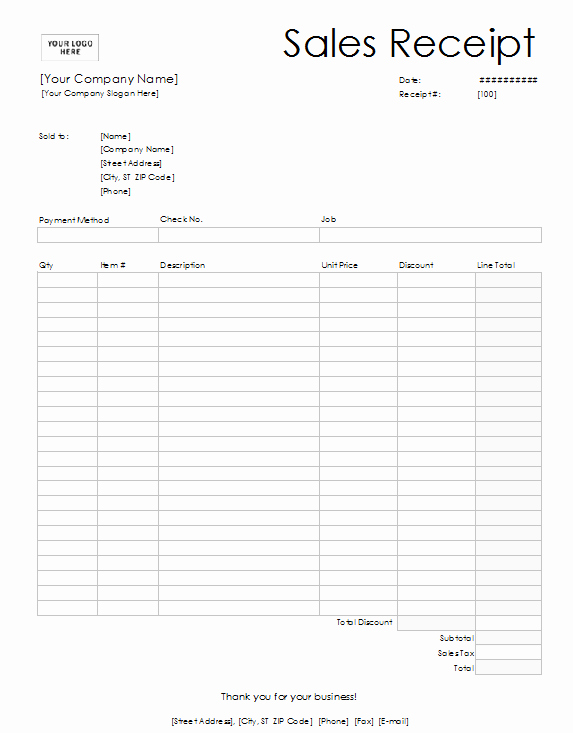 Cash Sale Receipt Template Word Elegant Sales Receipt Template 6