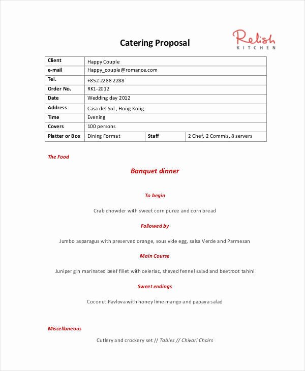 Catering Estimate Template Fresh 48 Proposal Samples Word Pages Docs