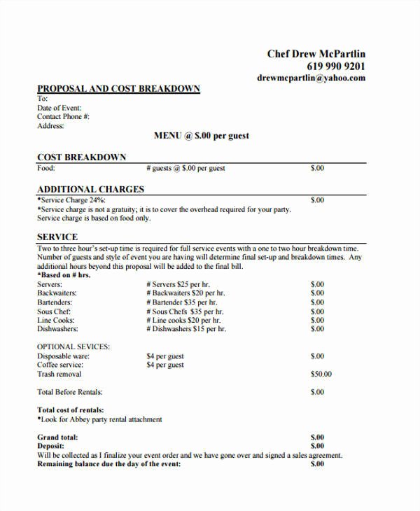 Catering Estimate Template Inspirational 5 Catering Proposal Template Examples In Word Pdf