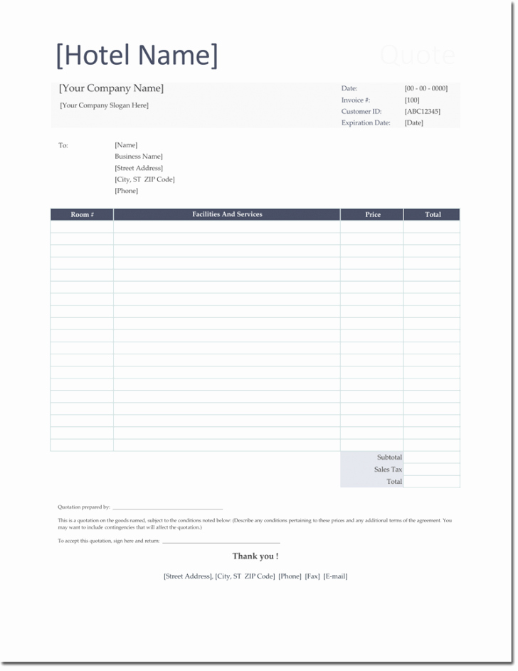Catering Estimate Template Unique Catering Quotation Sample Hotel Template Free Estimate and