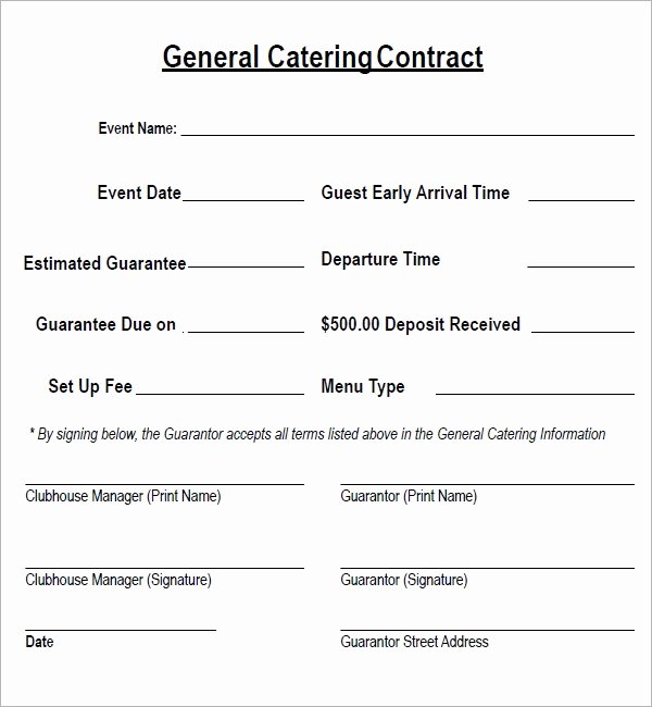 Catering forms Templates Beautiful Catering Contract 7 Free Pdf Download