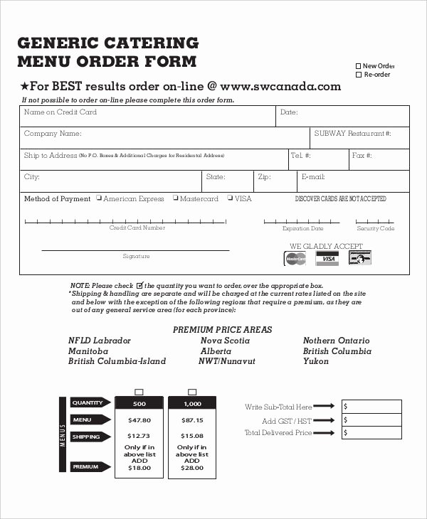 Catering forms Templates Best Of 16 Catering order forms Ms Word Numbers Pages