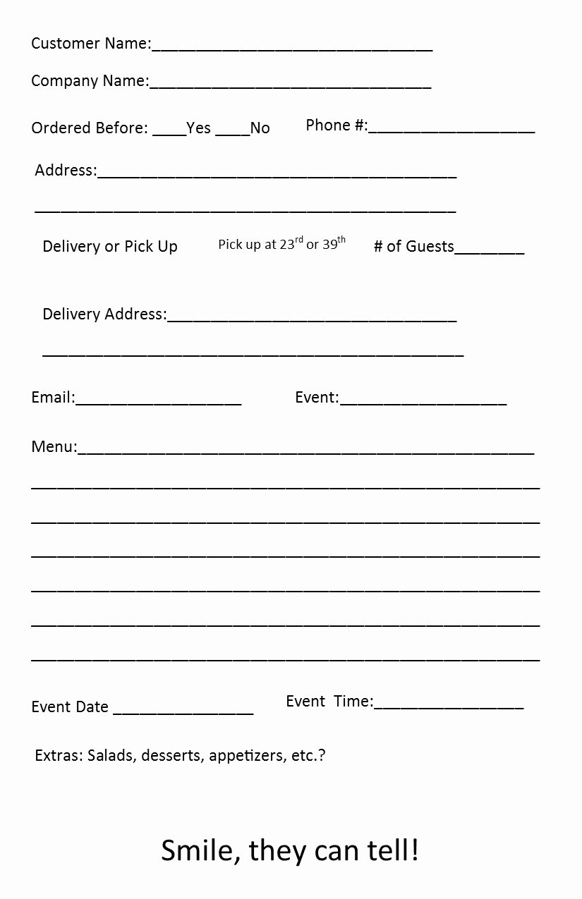 Catering forms Templates Best Of Free Catering order form Template – Independent Restaurant