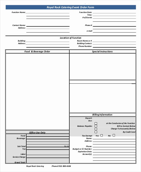 Catering forms Templates Elegant 16 Catering order forms Ms Word Numbers Pages