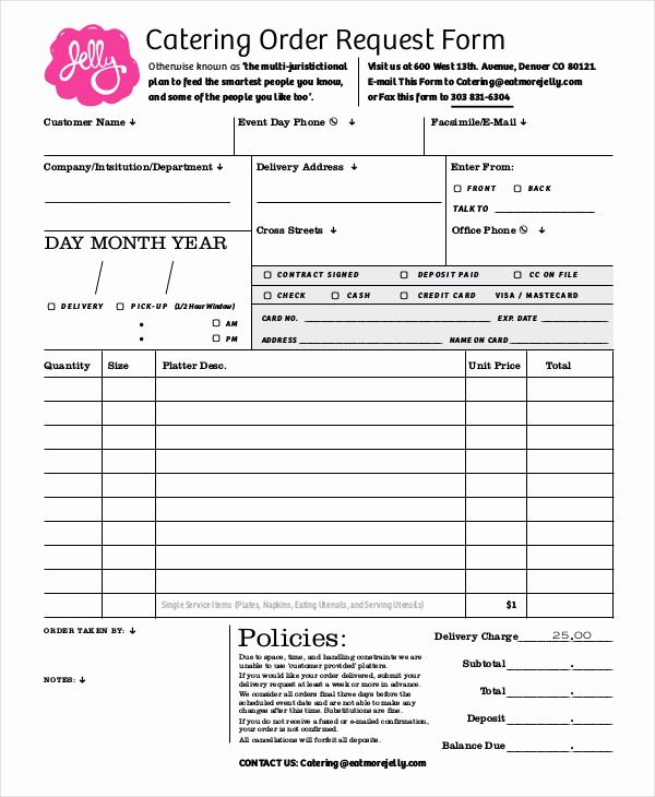 Catering forms Templates Inspirational 16 Catering order forms Ms Word Numbers Pages